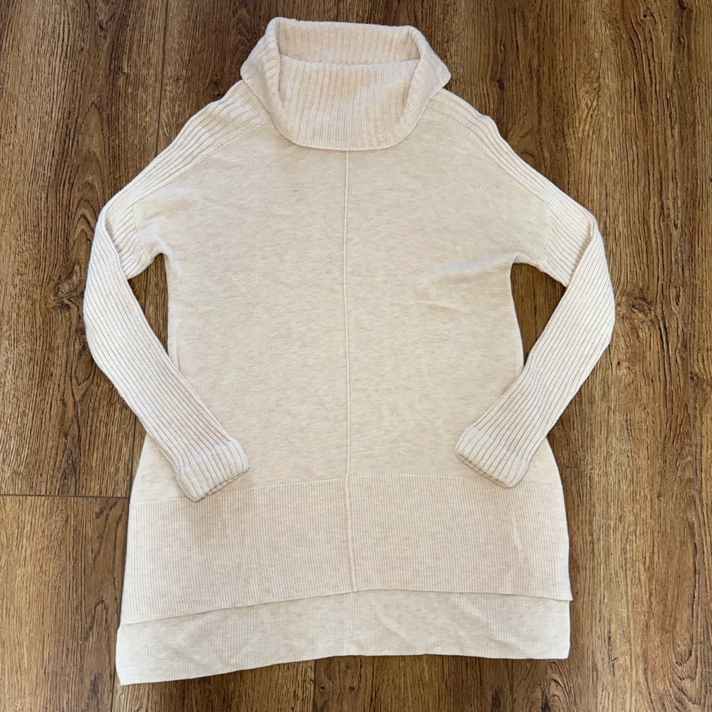 Soft Surroundings Ivory Cashmere Wool Blend Cowl Neck Cozy Sweater Womens XS